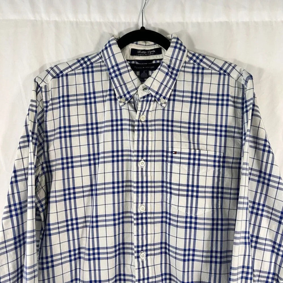 Tommy Hilfiger Dress Shirt Men's Medium Plaid Button Up Long Sleeve Heritage - Picture 2 of 8